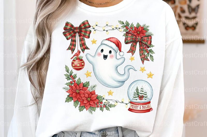 Cute Ghost Christmas Icons Clipart Bundle - CraftNest - Digital Crafting and Art