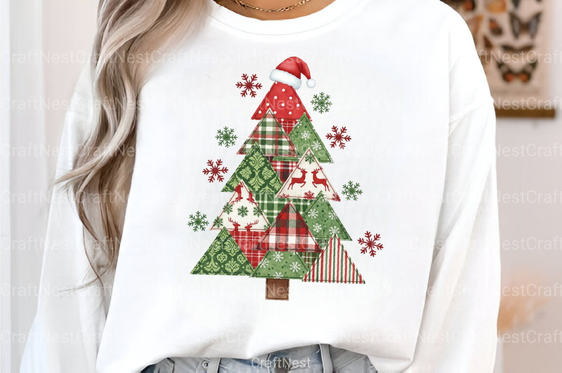 Patchwork Christmas Tree Preppy Clipart Bundle - CraftNest - Digital Crafting and Art