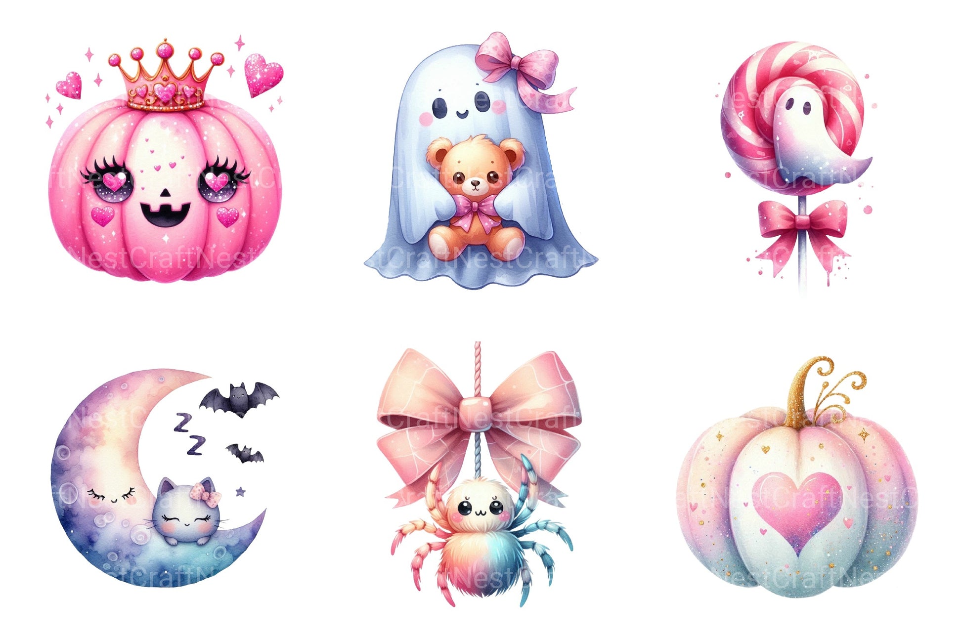 Cute Girly Halloween Clipart Bundle 99 - CraftNest - Digital Crafting and Art