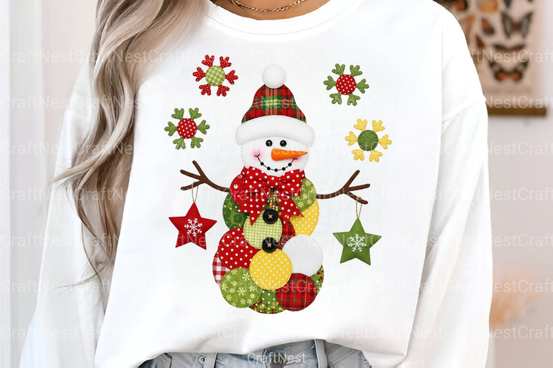 Cute Snowman Patchwork Christmas Clipart Bundle - CraftNest - Digital Crafting and Art