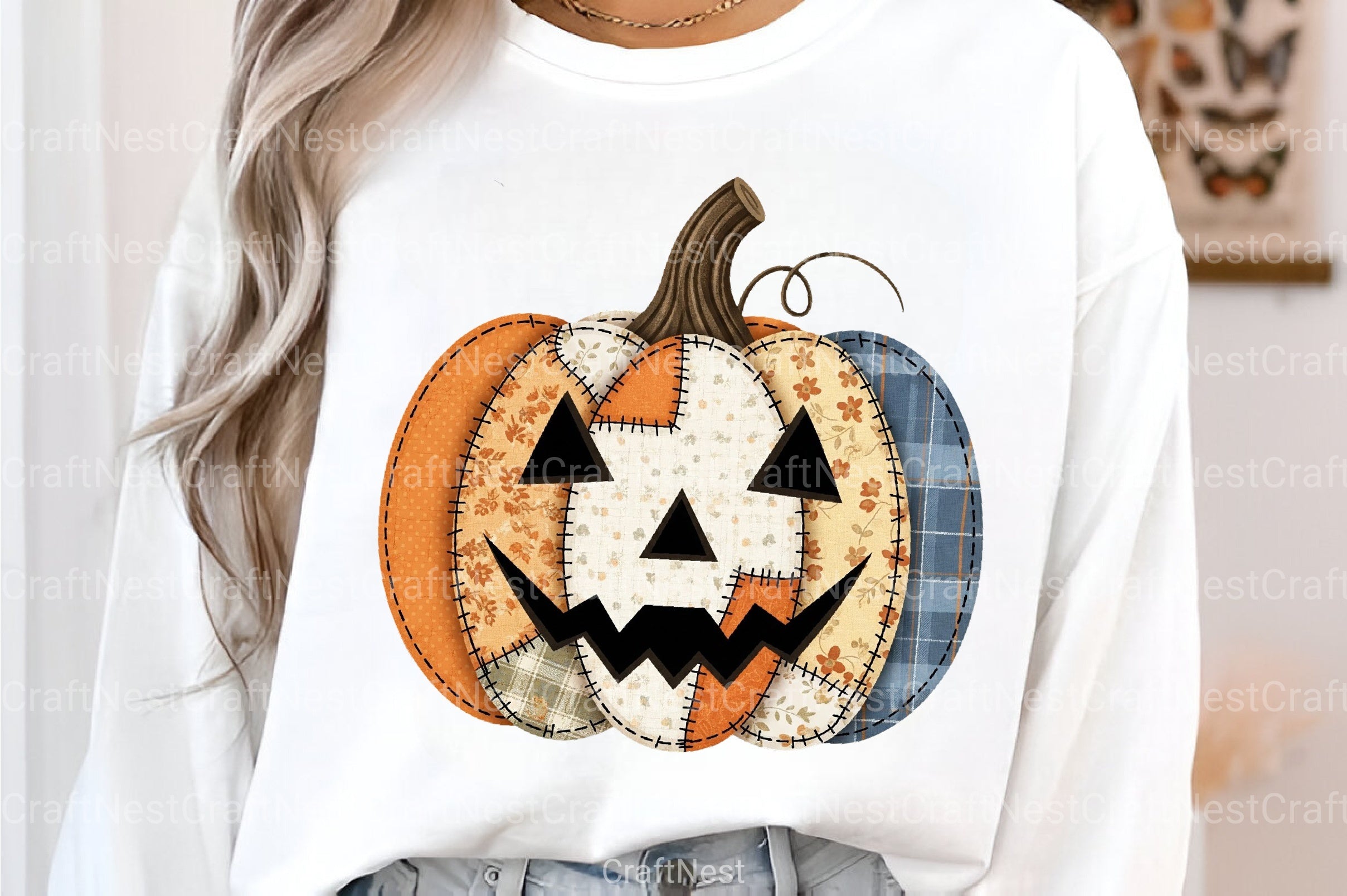 Embroidery Halloween Preppy Pumpkin Clipart Bundle - CraftNest - Digital Crafting and Art