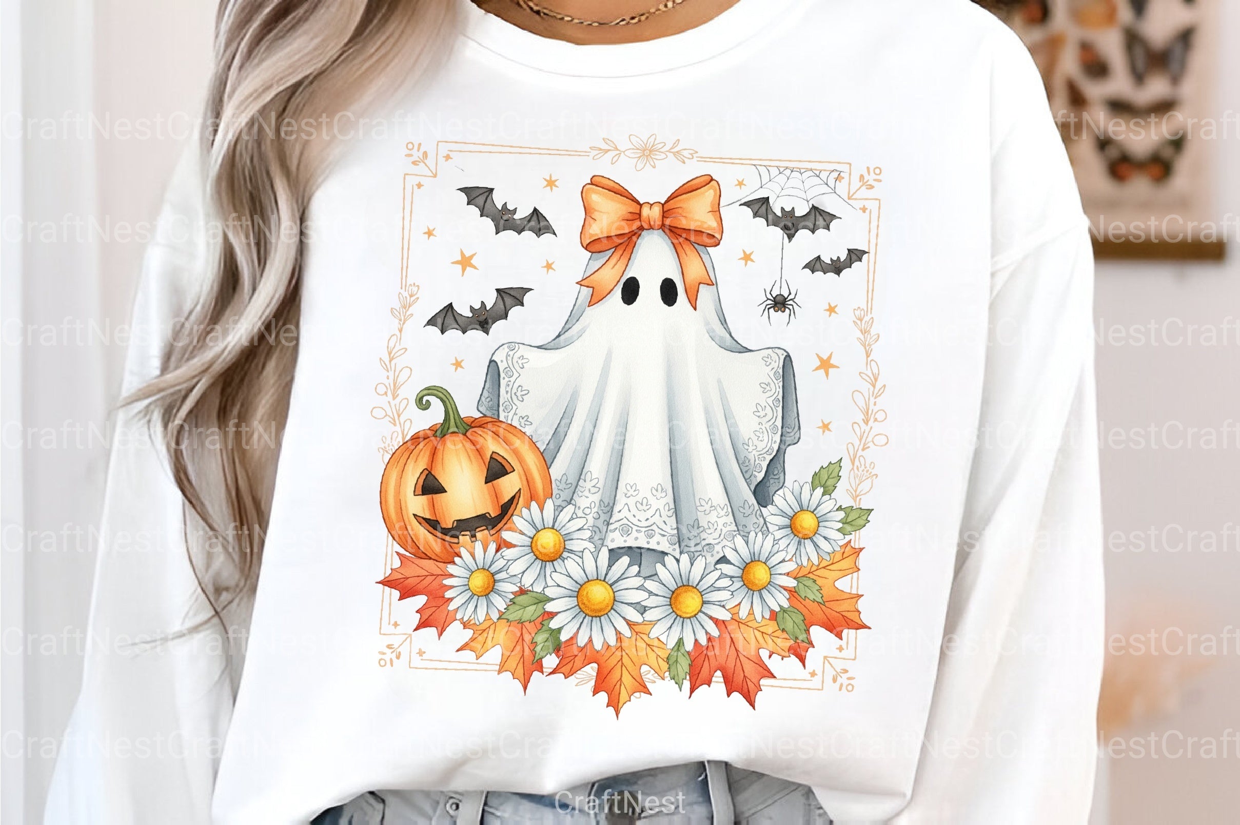 Coquette Lace Halloween Ghost Clipart Bundle - CraftNest - Digital Crafting and Art