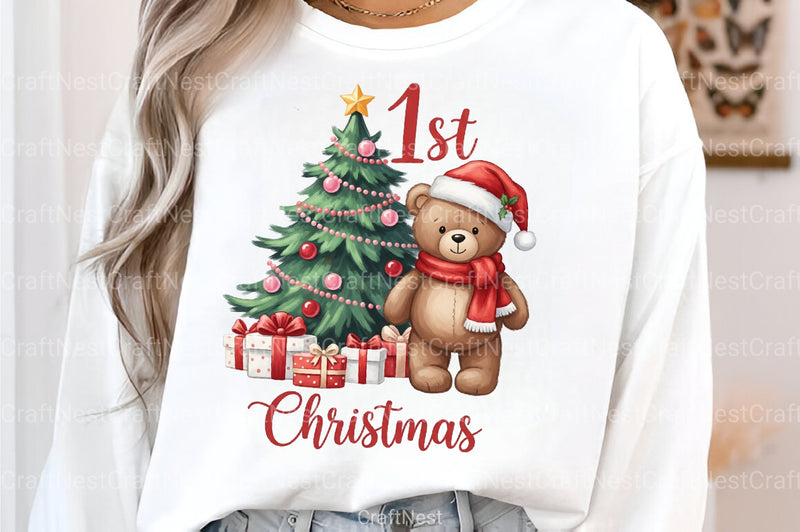 Teddy Bear Baby's First Christmas Clipart Bundle - CraftNest - Digital Crafting and Art