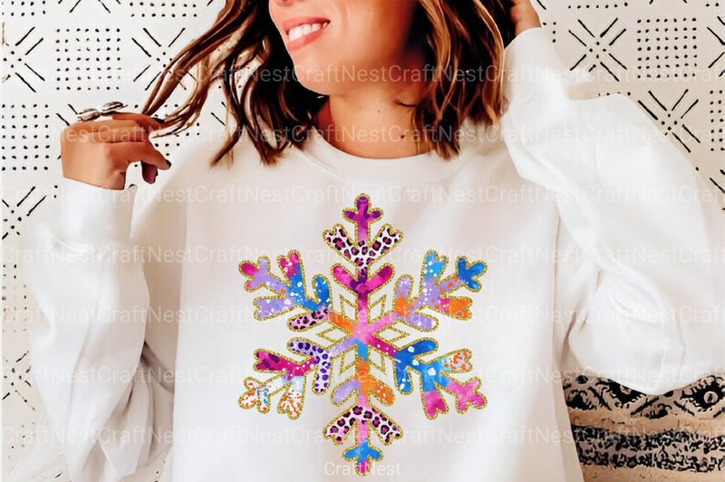 Colorful Glitter Christmas Snowflake Clipart Bundle - CraftNest - Digital Crafting and Art