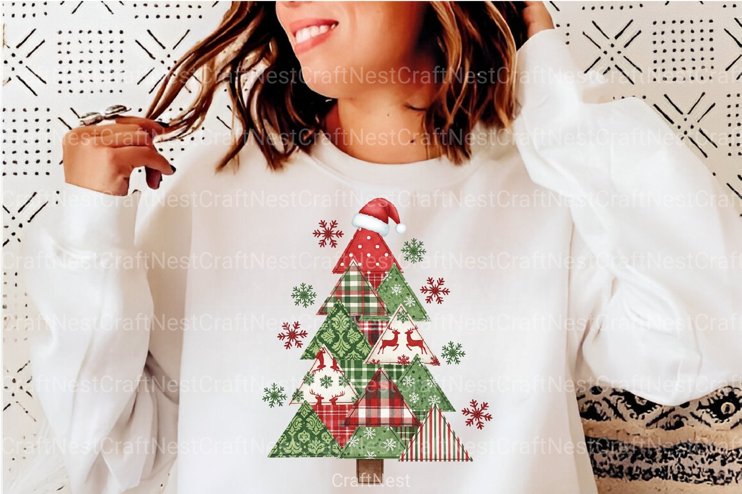 Patchwork Christmas Tree Preppy Clipart Bundle - CraftNest - Digital Crafting and Art