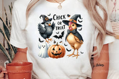 Chick or Treat: Retro Halloween Pumpkin Chicken Clipart Bundle - CraftNest - Digital Crafting and Art