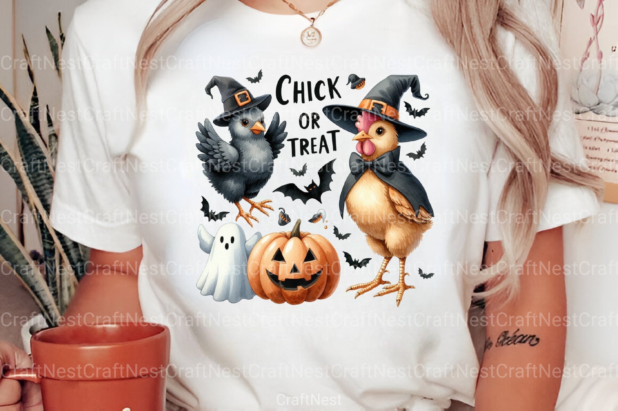 Chick or Treat: Retro Halloween Pumpkin Chicken Clipart Bundle - CraftNest - Digital Crafting and Art
