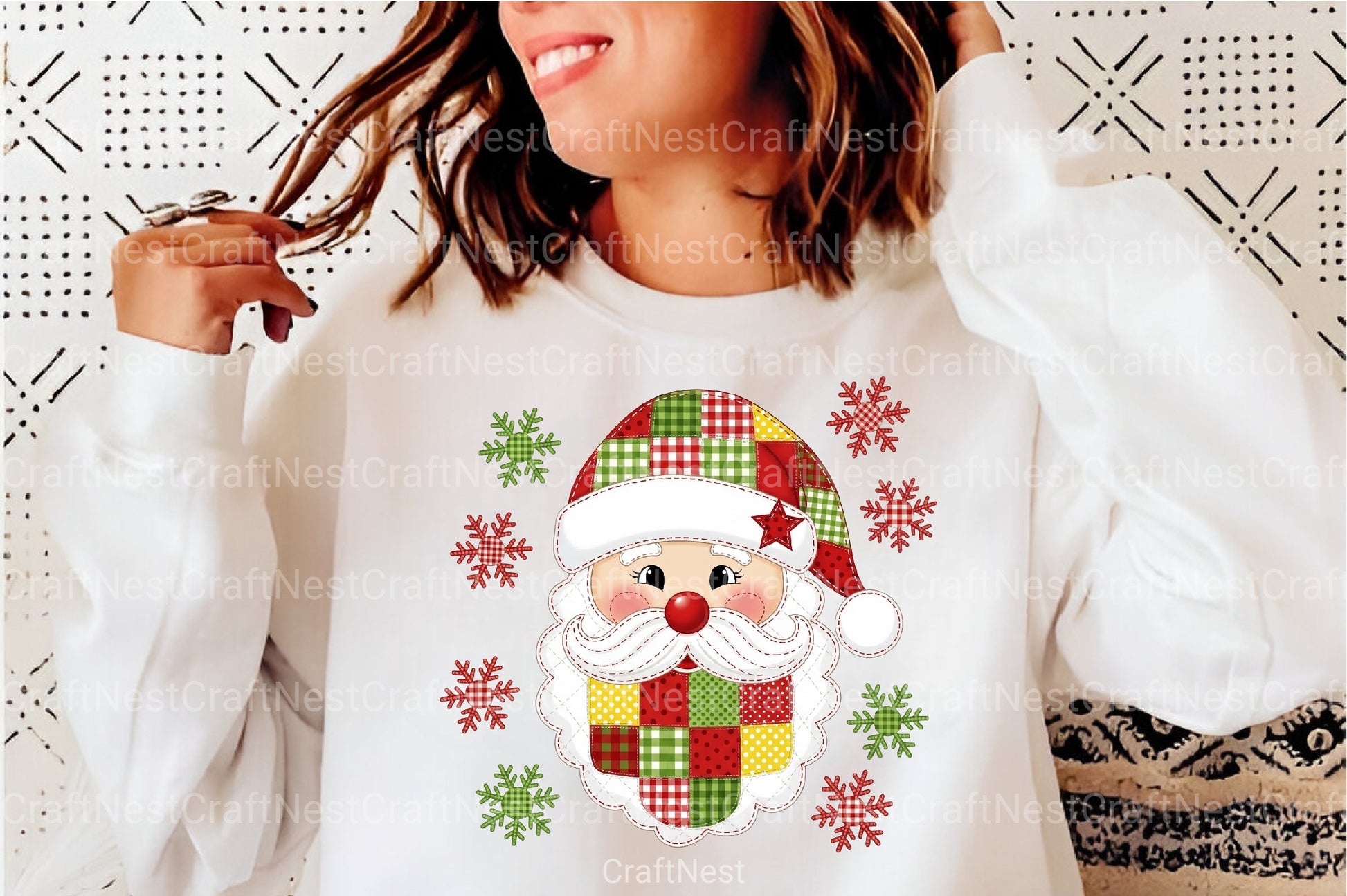 Patchwork Christmas Santa Claus Clipart Bundle - CraftNest - Digital Crafting and Art