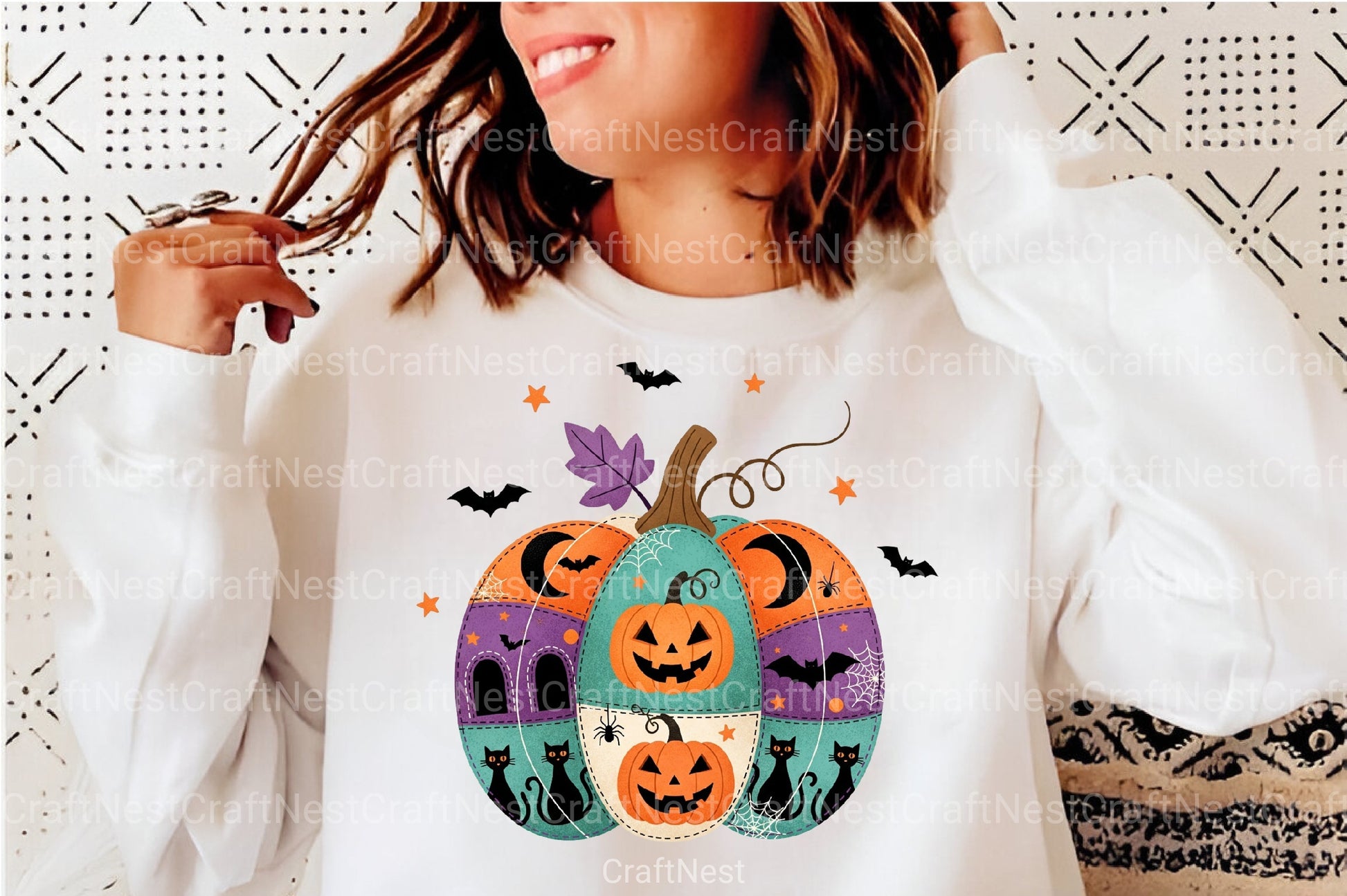 Patchwork Ghost Halloween Clipart Bundle 24 - CraftNest - Digital Crafting and Art