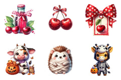 Red Bow Cherry Clipart Bundle - CraftNest - Digital Crafting and Art