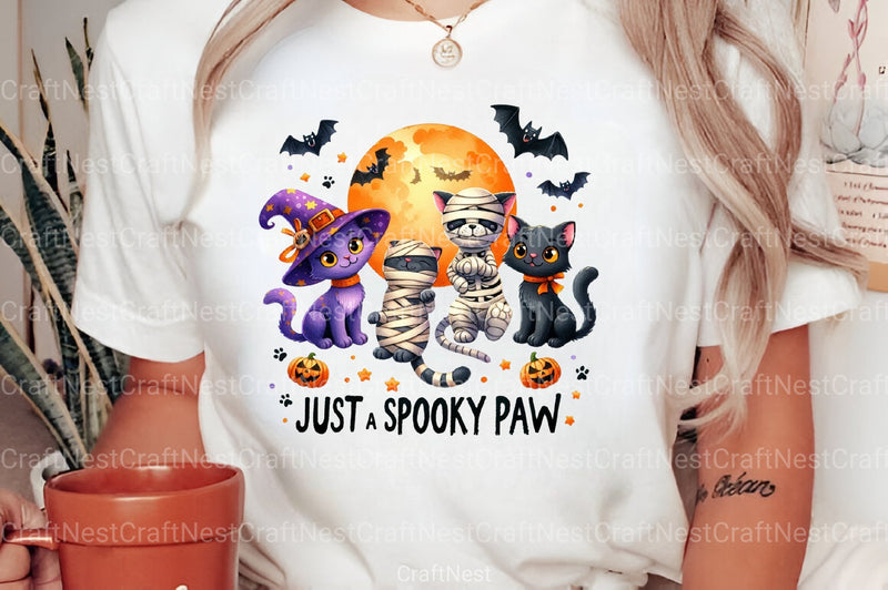Spooky Halloween Cat Retro Shirt Design Clipart Bundle - CraftNest - Digital Crafting and Art