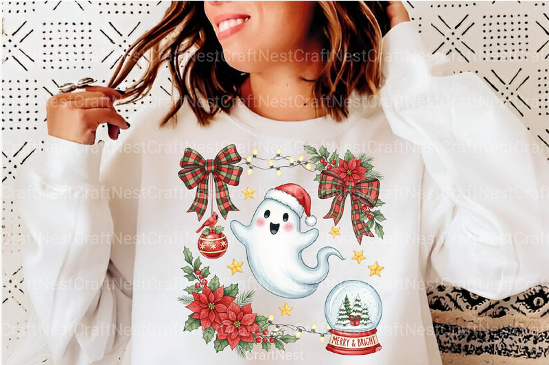 Cute Ghost Christmas Icons Clipart Bundle - CraftNest - Digital Crafting and Art