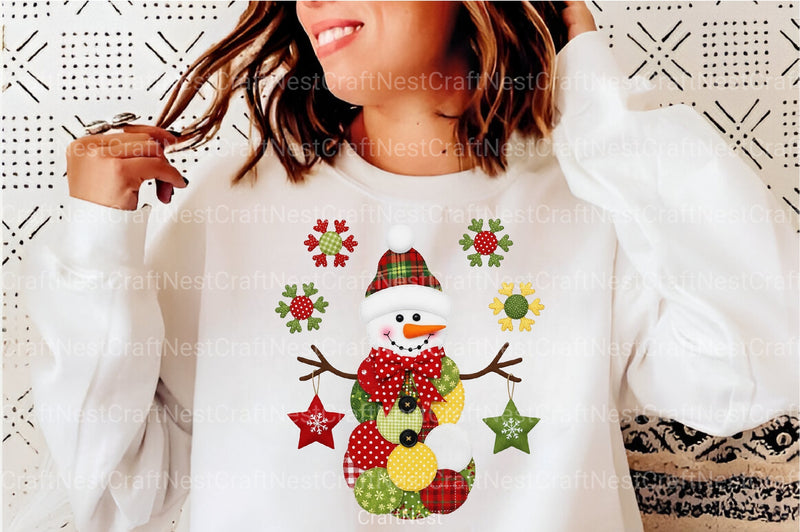 Cute Snowman Patchwork Christmas Clipart Bundle - CraftNest - Digital Crafting and Art