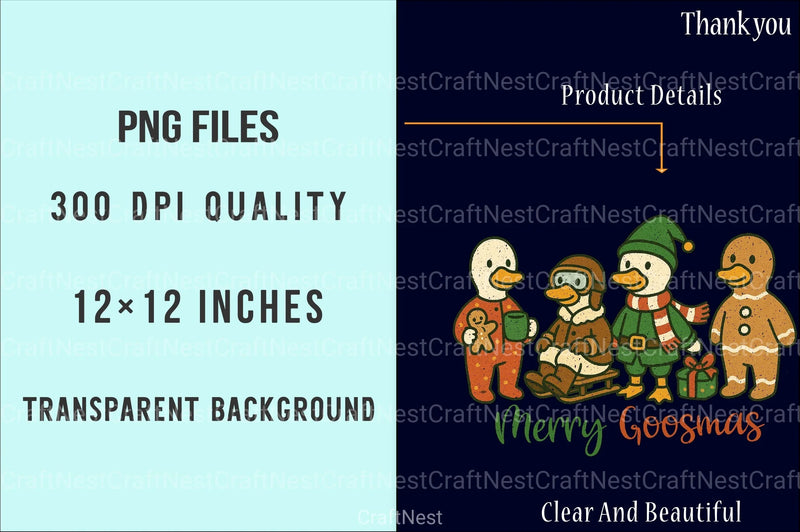 Merry Goosmas Christmas Goose Clipart Bundle - CraftNest - Digital Crafting and Art