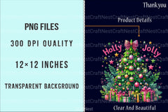 Colorful Glitter Holly Jolly Christmas Tree Pink Clipart Bundle - CraftNest - Digital Crafting and Art