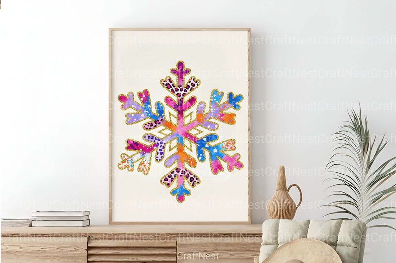 Colorful Glitter Christmas Snowflake Clipart Bundle - CraftNest - Digital Crafting and Art
