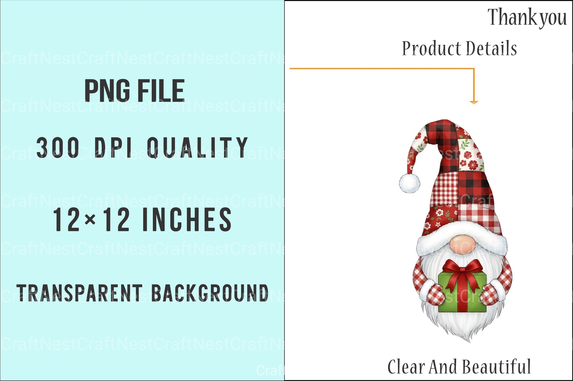 Festive Christmas Patchwork Gnome Clipart Bundle - CraftNest - Digital Crafting and Art