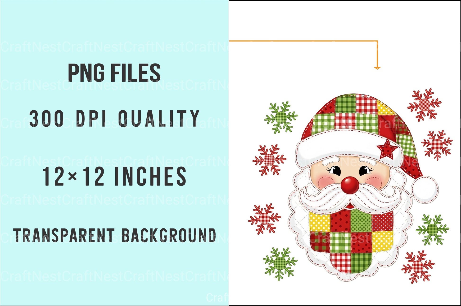 Patchwork Christmas Santa Claus Clipart Bundle - CraftNest - Digital Crafting and Art