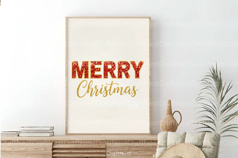 Glitter Sequins Merry Christmas Clipart Bundle - CraftNest - Digital Crafting and Art