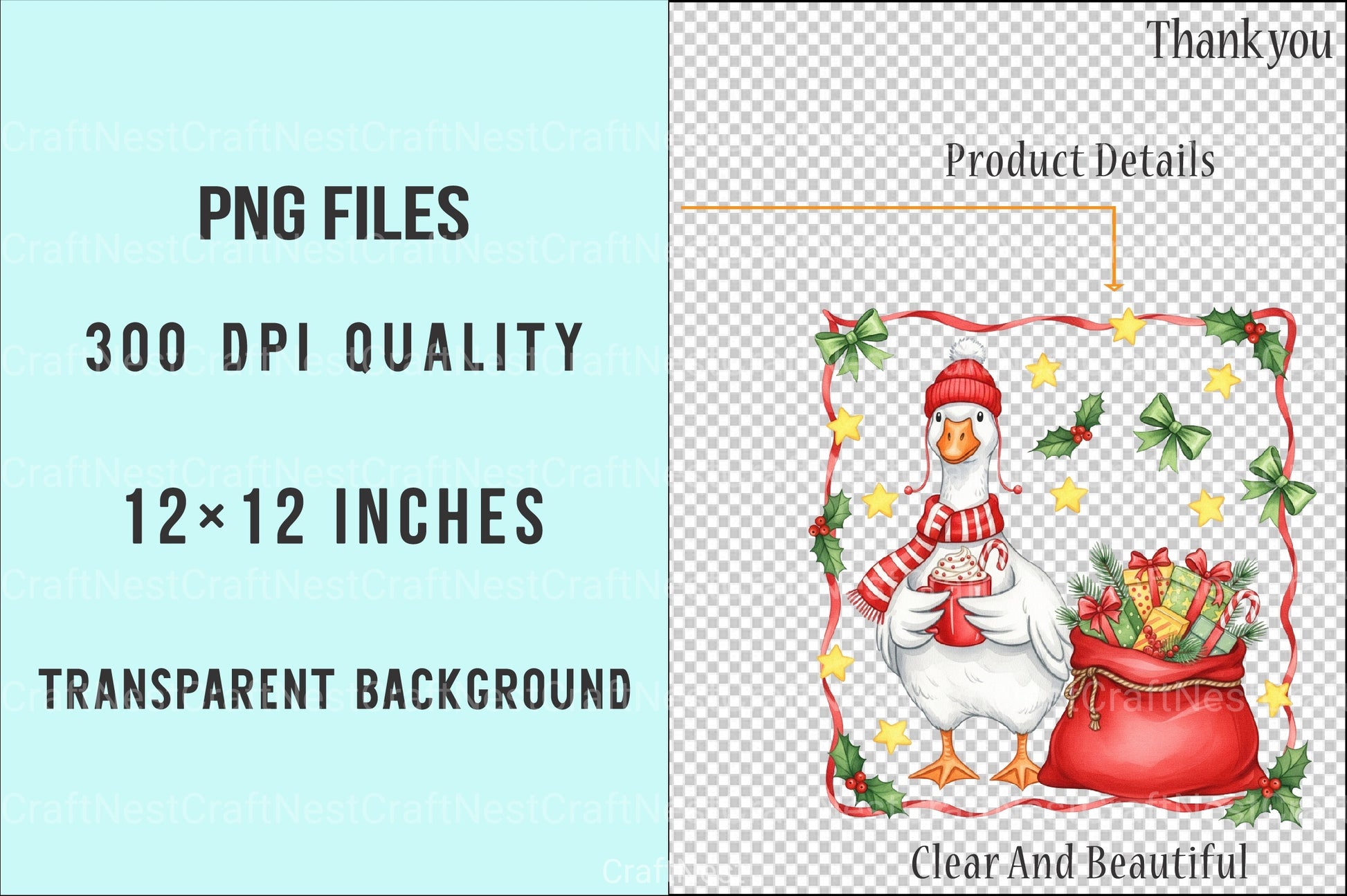 Christmas Goose Clipart Bundle: Cocoa & Gifts - CraftNest - Digital Crafting and Art