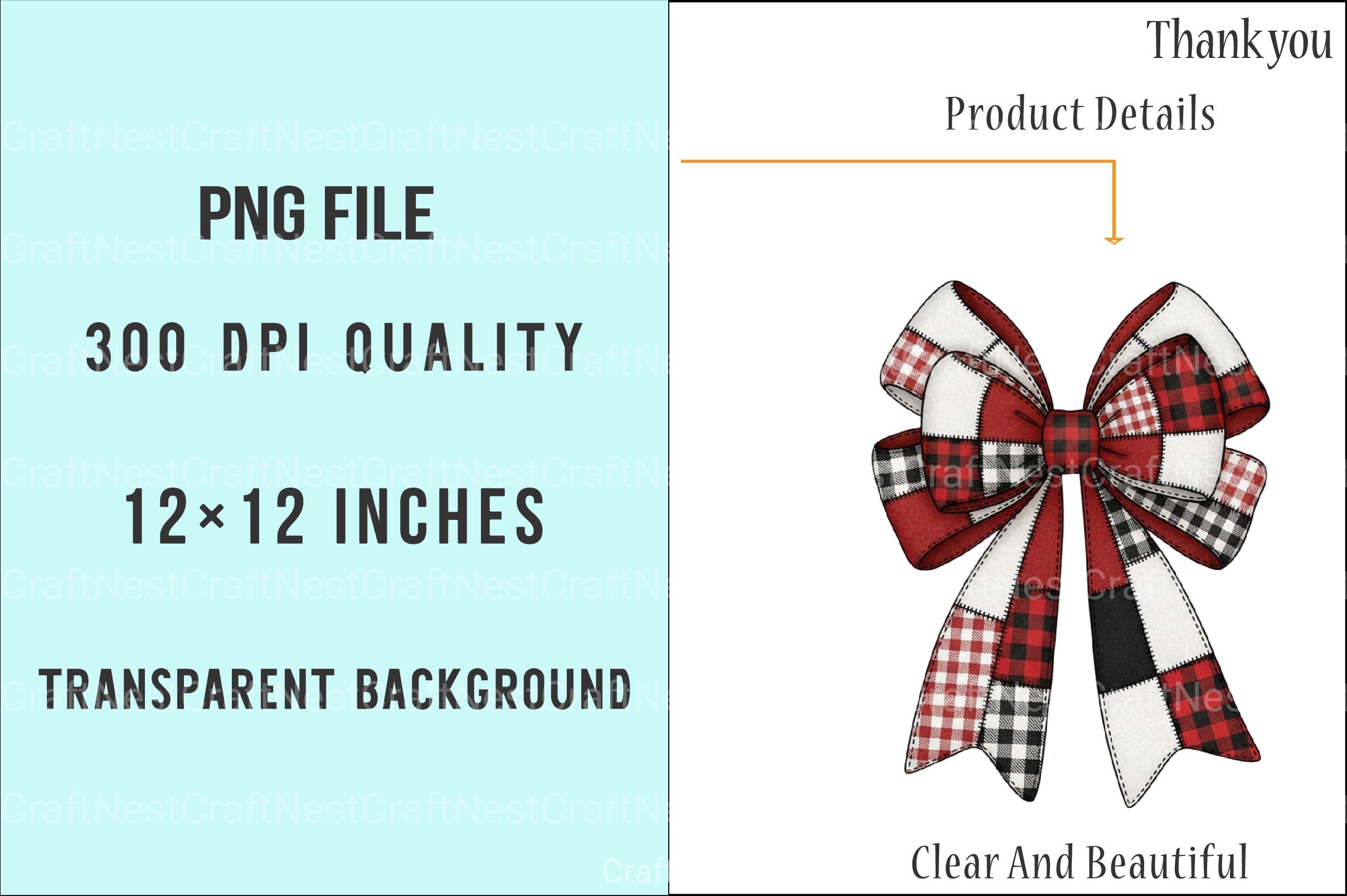 Coquette Patchwork Christmas Bow Clipart Bundle - CraftNest - Digital Crafting and Art