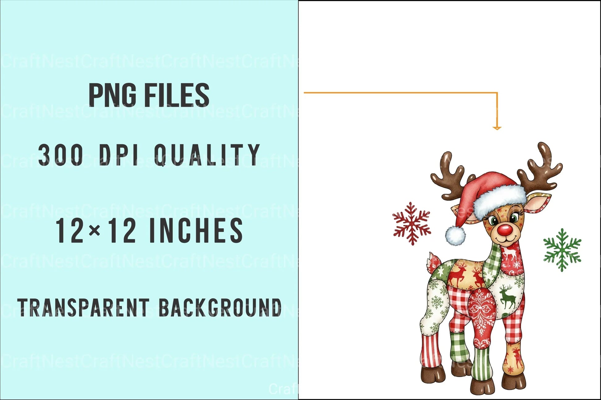 Preppy Patchwork Christmas Reindeer Clipart Bundle 19 - CraftNest - Digital Crafting and Art