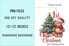 Teddy Bear Baby's First Christmas Clipart Bundle - CraftNest - Digital Crafting and Art