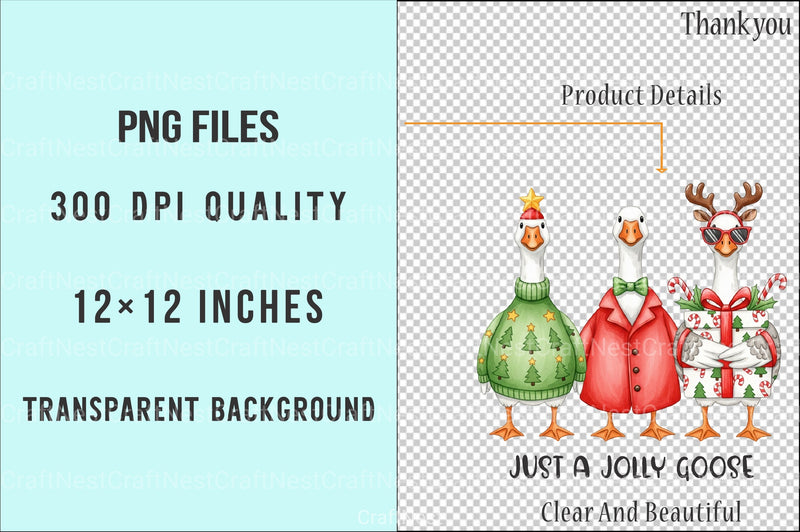 Jolly Christmas Goose Clipart Bundle 1 - CraftNest - Digital Crafting and Art
