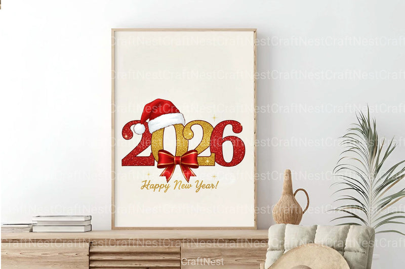 Retro Gold Glitter Happy New Year Clipart Bundle - CraftNest - Digital Crafting and Art