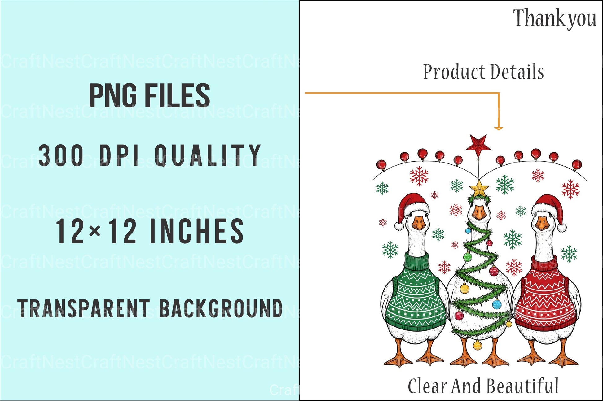 Funny Christmas Goose Santa Design - Silly Goose Tree Clipart Bundle - CraftNest - Digital Crafting and Art