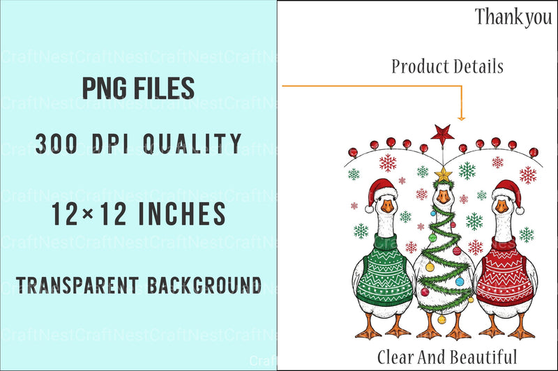 Funny Christmas Goose Santa Design - Silly Goose Tree Clipart Bundle - CraftNest - Digital Crafting and Art