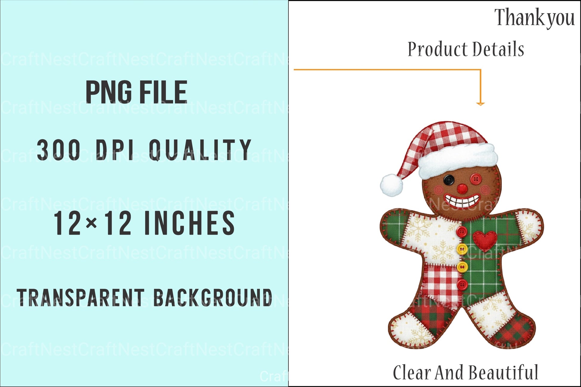 Christmas Patchwork Gingerbread Man Clipart Bundle - CraftNest - Digital Crafting and Art
