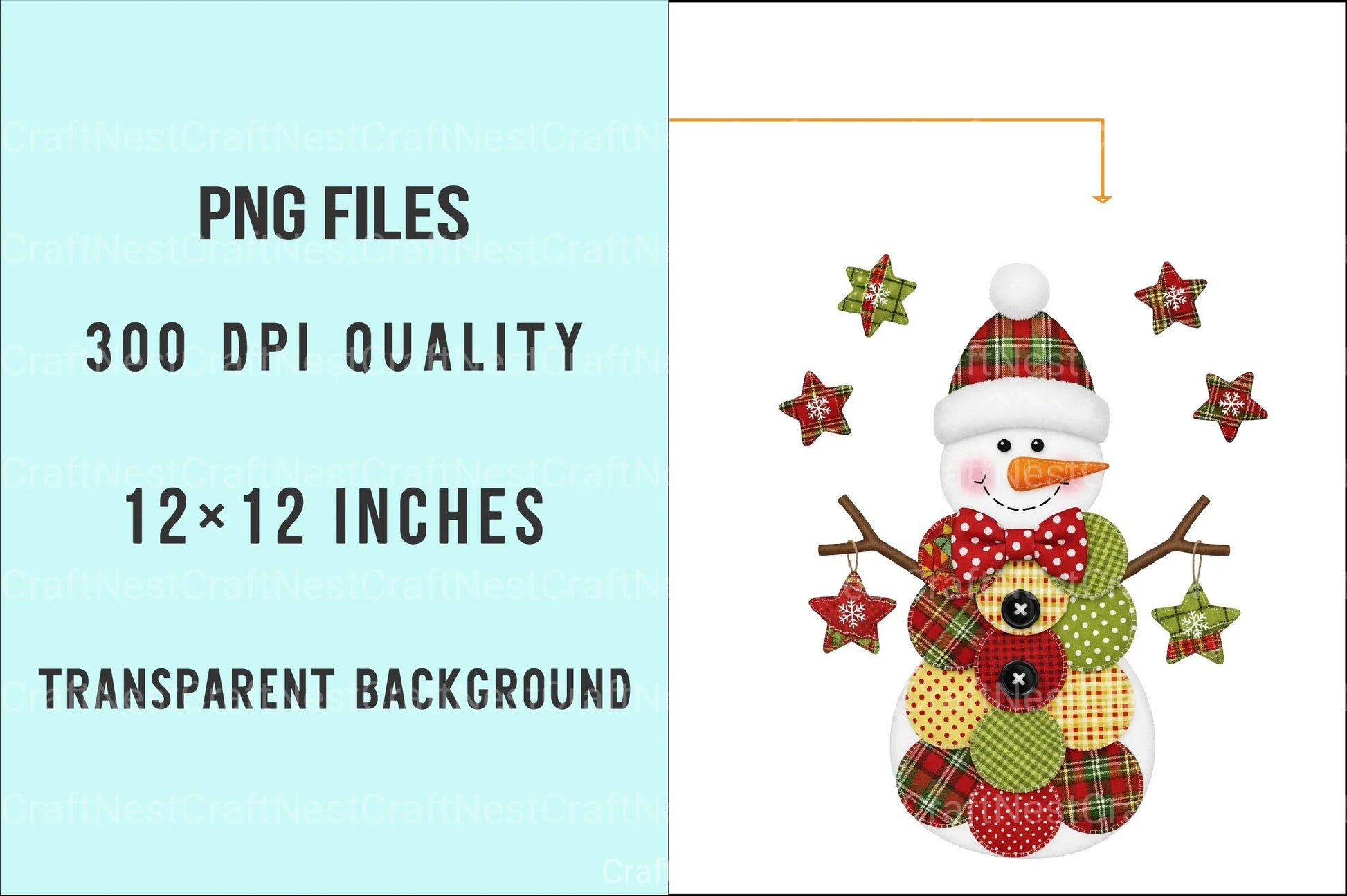 Patchwork Christmas Retro Snowman Clipart Bundle - CraftNest - Digital Crafting and Art