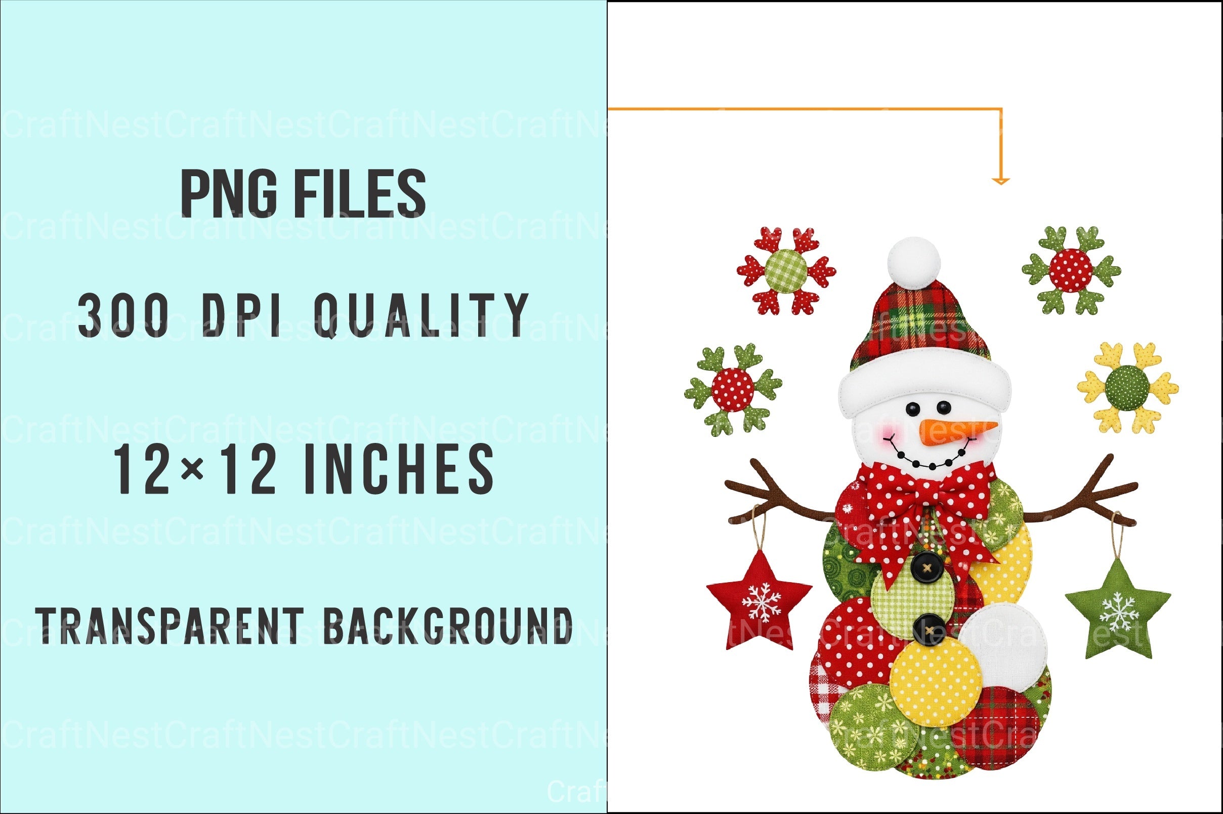 Cute Snowman Patchwork Christmas Clipart Bundle - CraftNest - Digital Crafting and Art