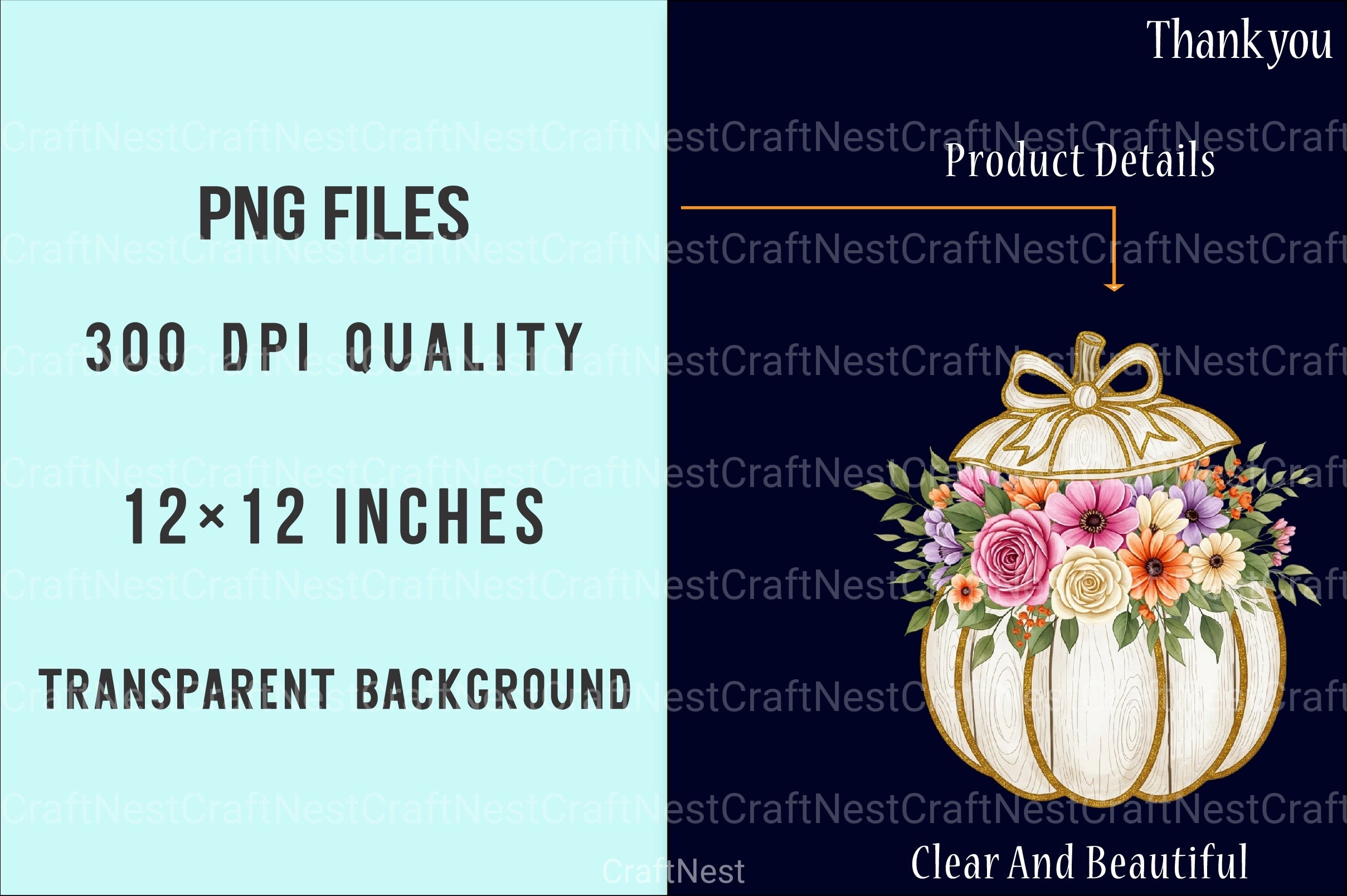 Glitter Pumpkin Flowers Autumn Clipart Bundle - CraftNest - Digital Crafting and Art