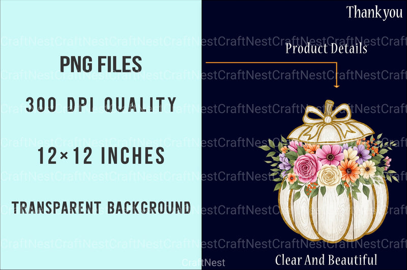 Glitter Pumpkin Flowers Autumn Clipart Bundle - CraftNest - Digital Crafting and Art