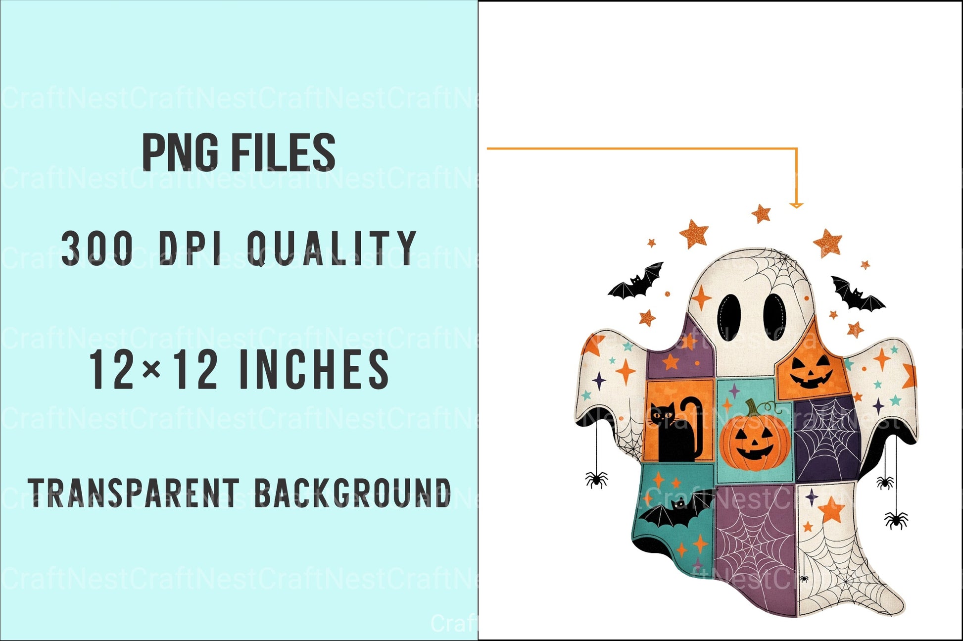 Patchwork Ghost Halloween Clipart Bundle - CraftNest - Digital Crafting and Art