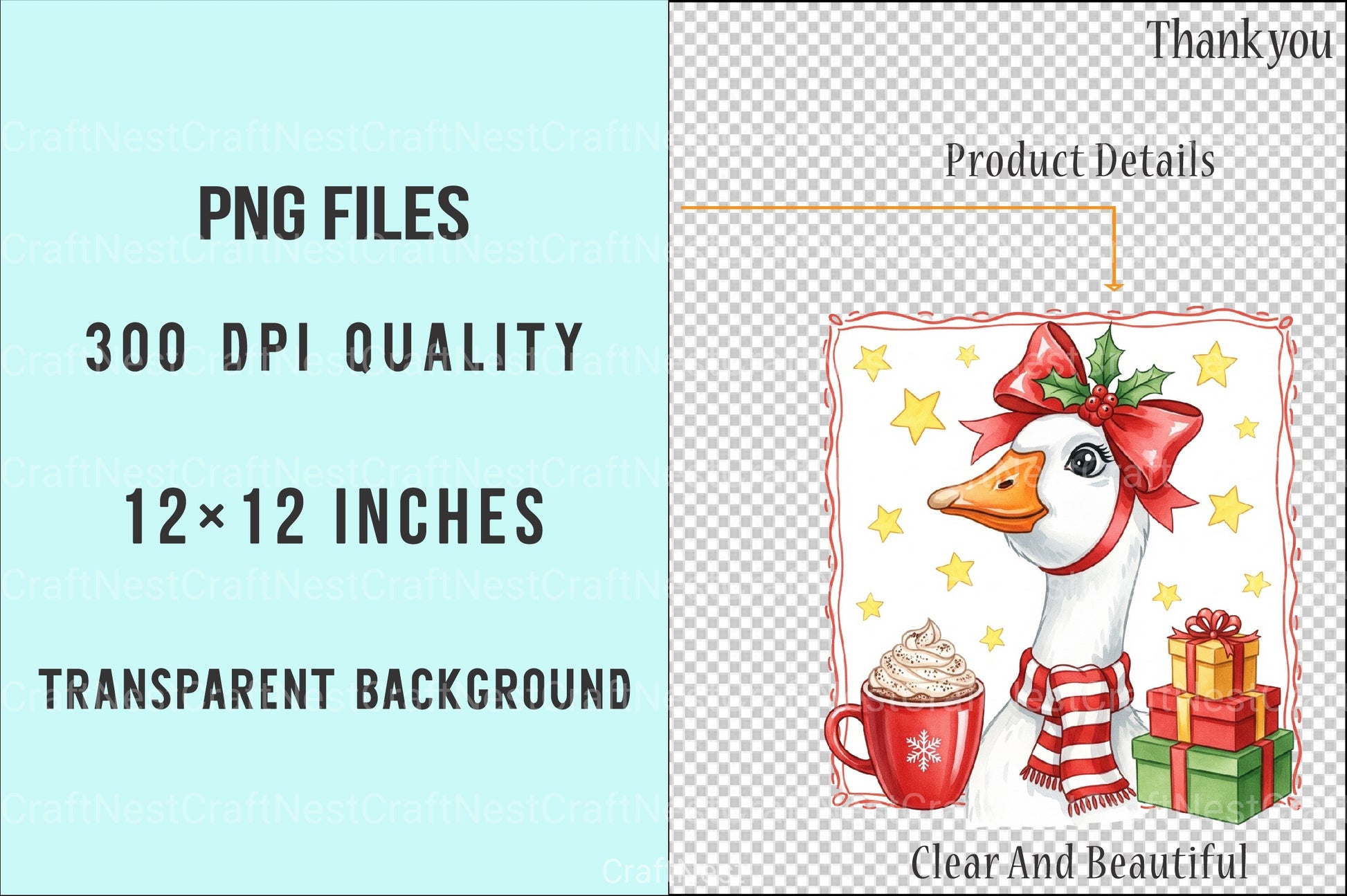 Christmas Goose Clipart Bundle: Gifts & Cocoa - CraftNest - Digital Crafting and Art