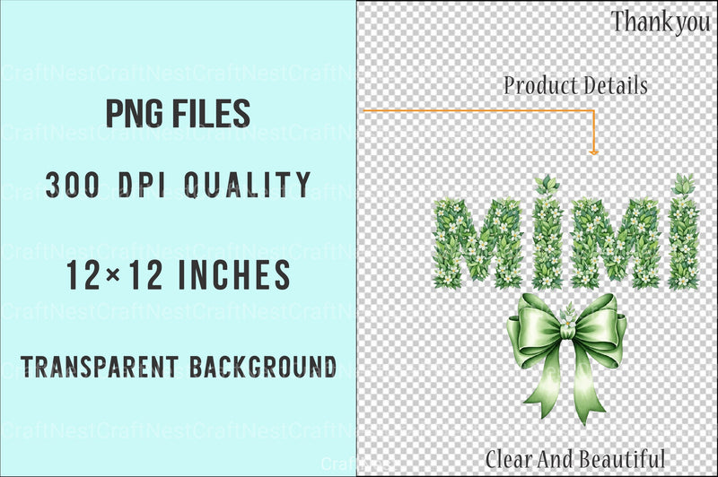 Floral Mimi Coquette Mama Grandma Clipart Bundle - CraftNest - Digital Crafting and Art