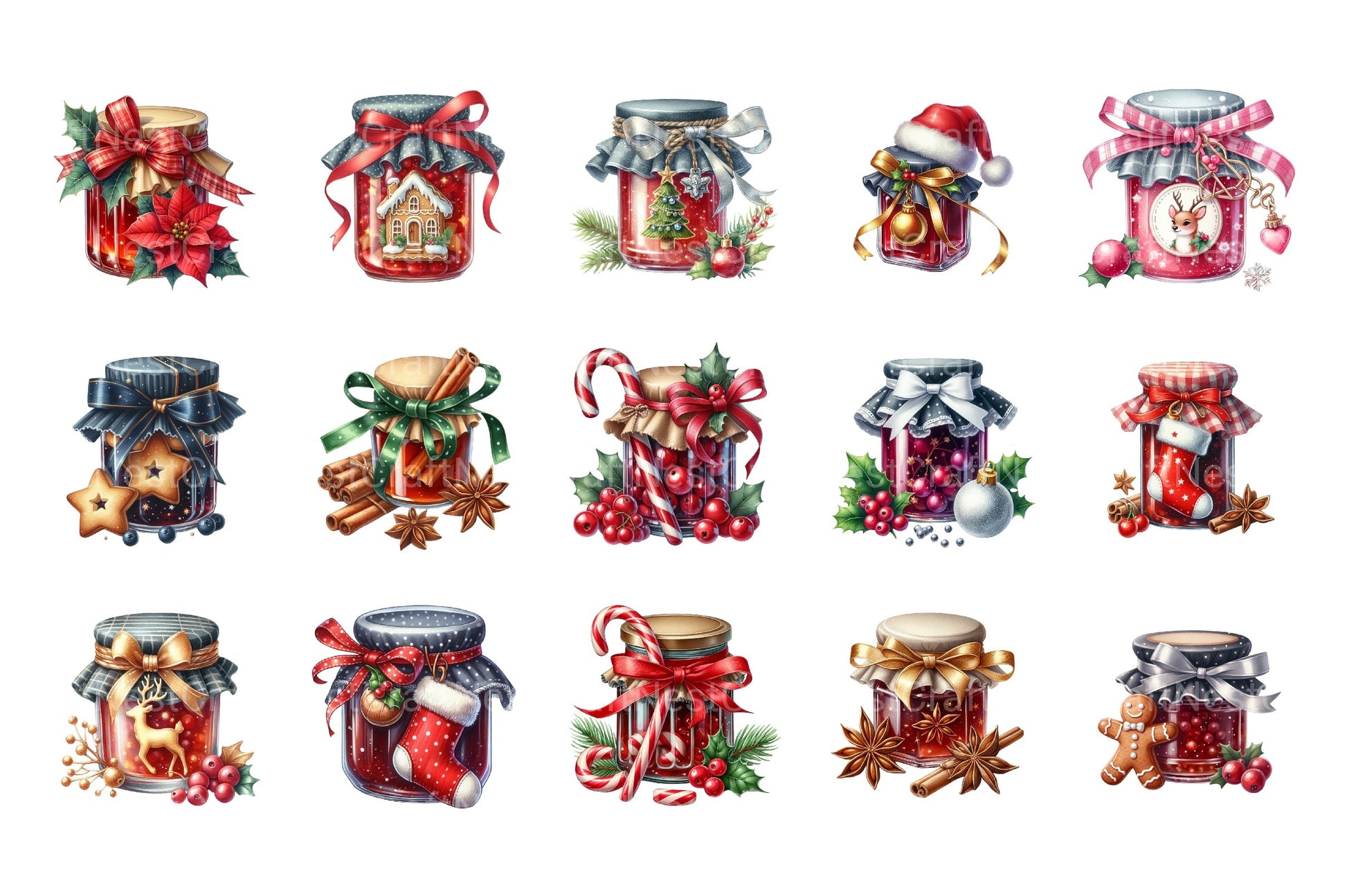 Christmas Jams in Jars: Festive Food Clipart Bundle - CraftNest - Digital Crafting and Art