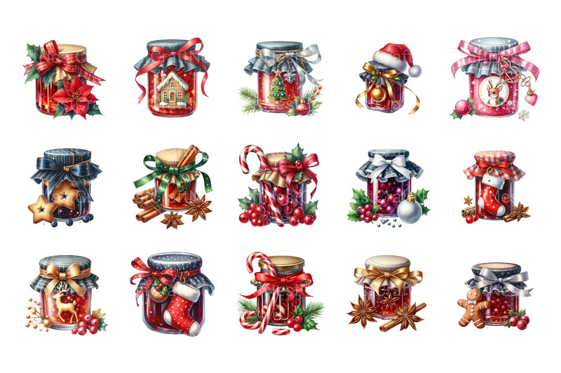 Christmas Jams in Jars: Festive Food Clipart Bundle - CraftNest - Digital Crafting and Art