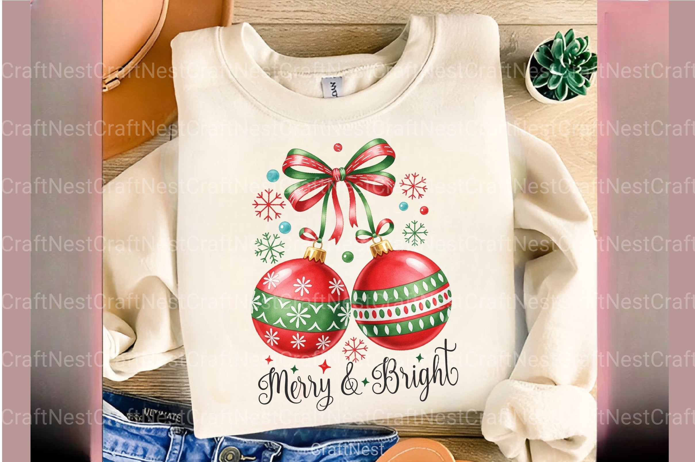 Merry & Bright Christmas Bow Cherries Clipart Bundle - CraftNest - Digital Crafting and Art