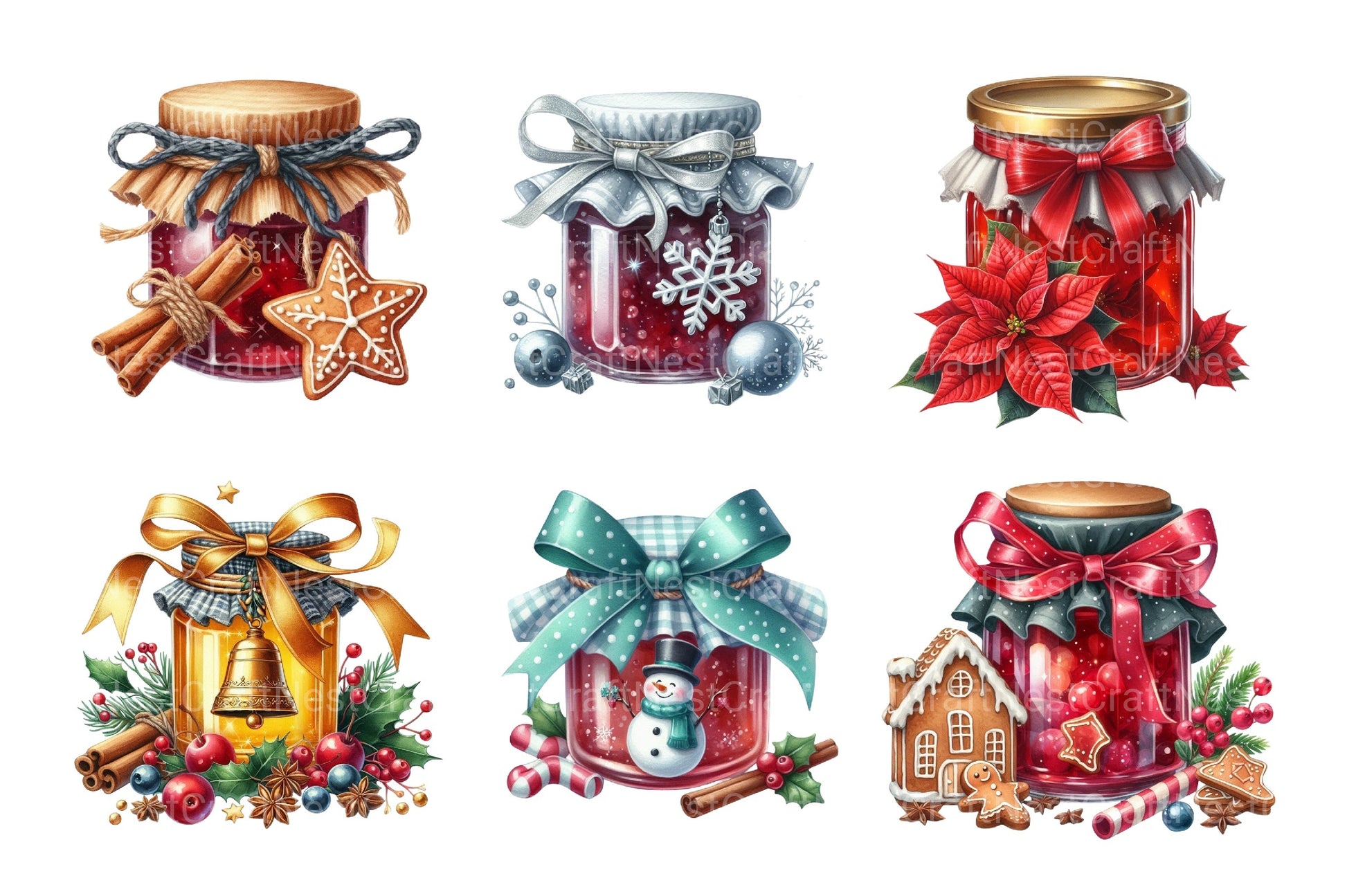 Christmas Jams in Jars: Festive Food Clipart Bundle - CraftNest - Digital Crafting and Art