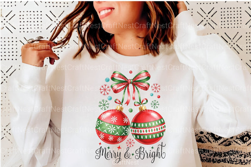 Merry & Bright Christmas Bow Cherries Clipart Bundle - CraftNest - Digital Crafting and Art