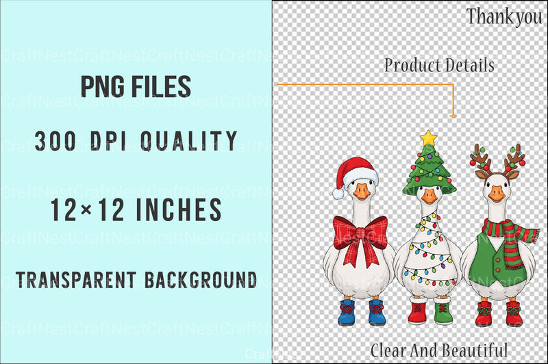 Funny Christmas Goose Clipart Bundle - CraftNest - Digital Crafting and Art