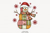 Patchwork Christmas Snowman Clipart Bundle