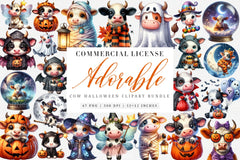 Adorable Cow Halloween Clipart Bundle - CraftNest - Digital Crafting and Art