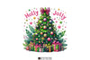 Colorful Glitter Holly Jolly Christmas Tree Pink Clipart Bundle