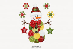 Cute Snowman Patchwork Christmas Clipart Bundle - CraftNest - Digital Crafting and Art