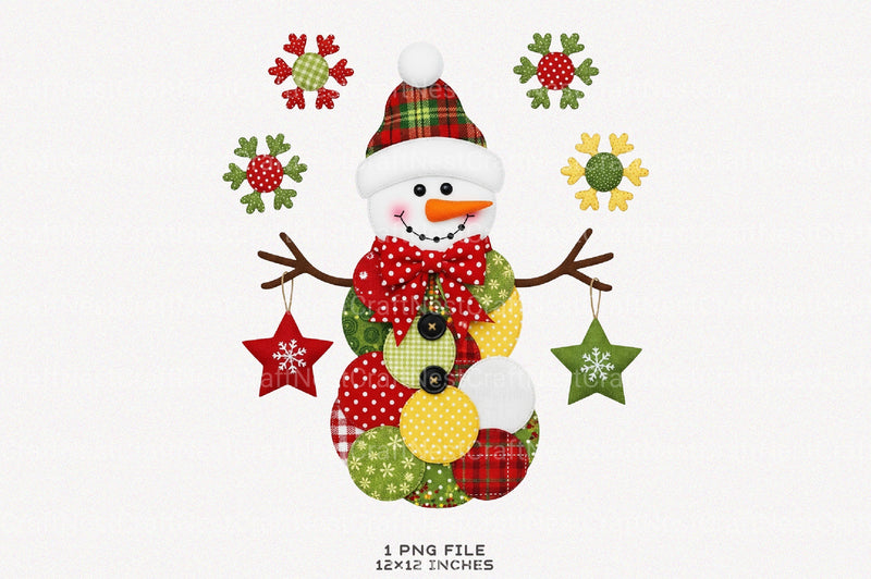 Cute Snowman Patchwork Christmas Clipart Bundle - CraftNest - Digital Crafting and Art